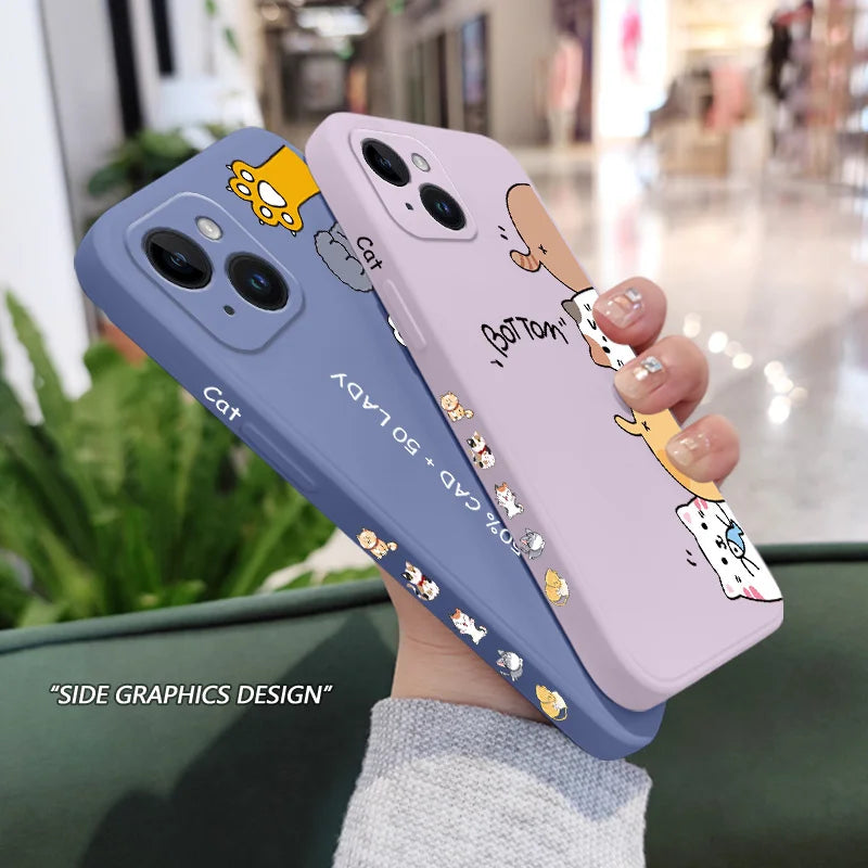Cat Litter Phone Case For iPhone 15 14 13 12 Plus Pro Max Mini Liquid Silicone Cover