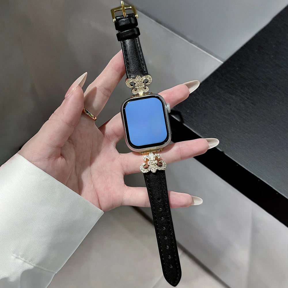 Diamond Leather Band for Apple Watch