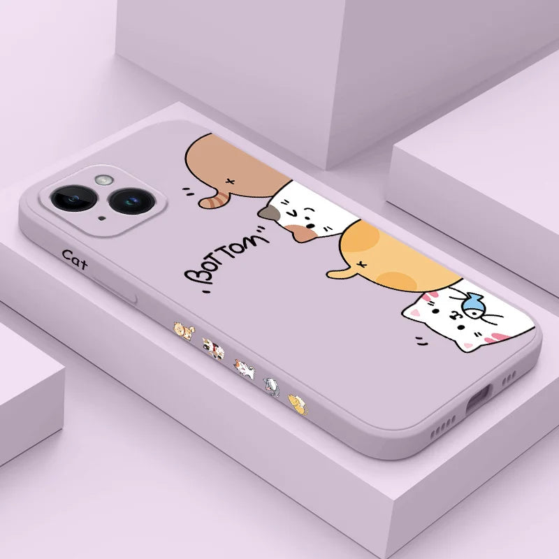 Cat Litter Phone Case For iPhone 15 14 13 12 Plus Pro Max Mini Liquid Silicone Cover