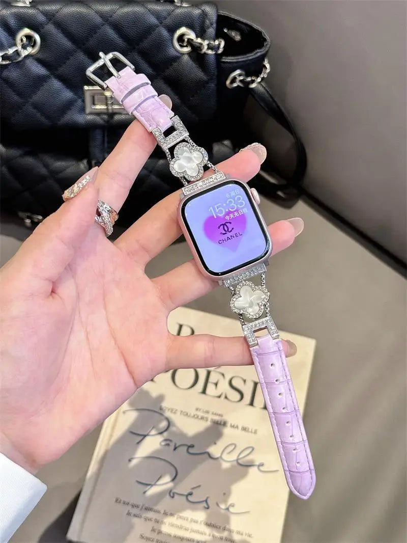 Clover fine diamond versatile pattern compatible with iWatch Apple strap 38mm 40mm 41mm 42mm 44mm 45mm 49mm
