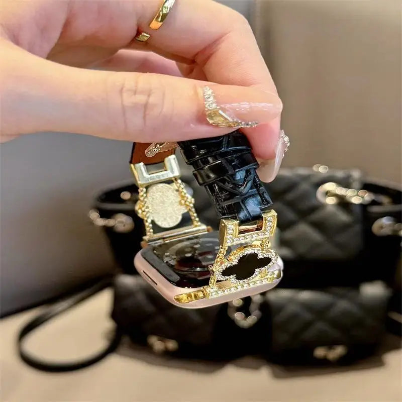 Clover fine diamond versatile pattern compatible with iWatch Apple strap 38mm 40mm 41mm 42mm 44mm 45mm 49mm