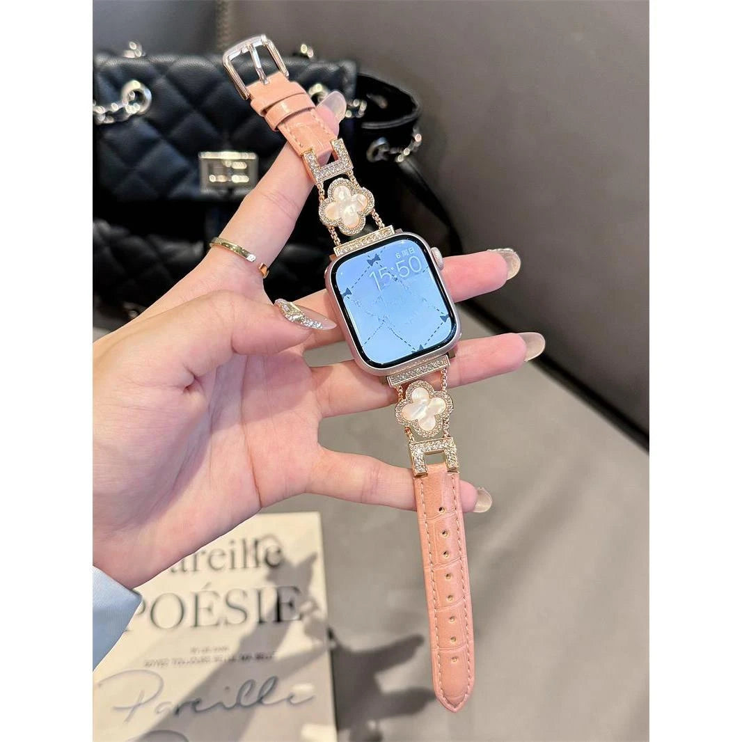 Clover fine diamond versatile pattern compatible with iWatch Apple strap 38mm 40mm 41mm 42mm 44mm 45mm 49mm