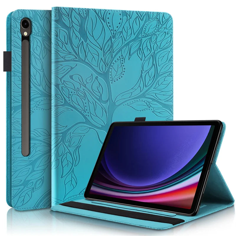 For Samsung Galaxy Tab S10 FE Plus Case 13.1 inch Emboss Tree PU Leather Flip Cover for Coque Galaxy Tab S10 FE Plus Case Funda