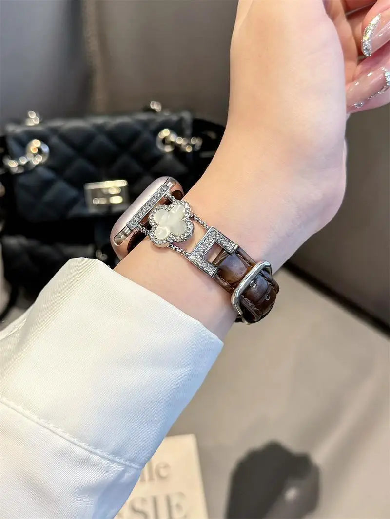Clover fine diamond versatile pattern compatible with iWatch Apple strap 38mm 40mm 41mm 42mm 44mm 45mm 49mm