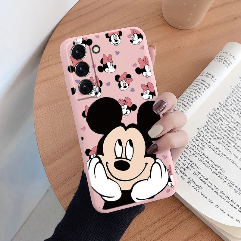For Samsung S22 S 22 Plus Ultra Phone Case Cute Pink Mickey Minnie Soft TPU Protection Shockproof Cover For Samsung Galaxy S22