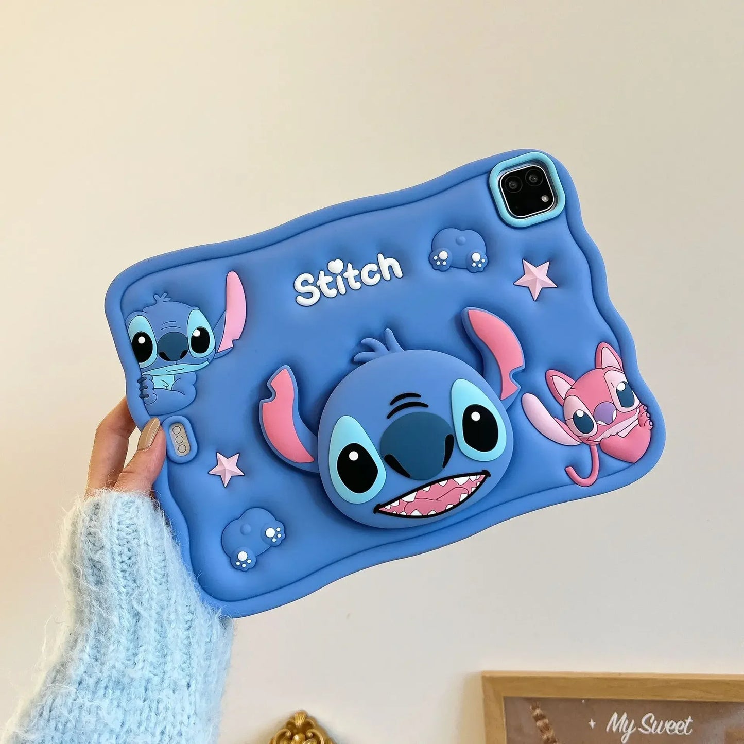 Stitch Tablet Stand Case for iPad Air 1 2 3 4 5 6 10.9 10th 10.2 7 8 9 2024 Pro 11 2021 9.7 2018 2017 Mini 6 Silicon Kids Cover