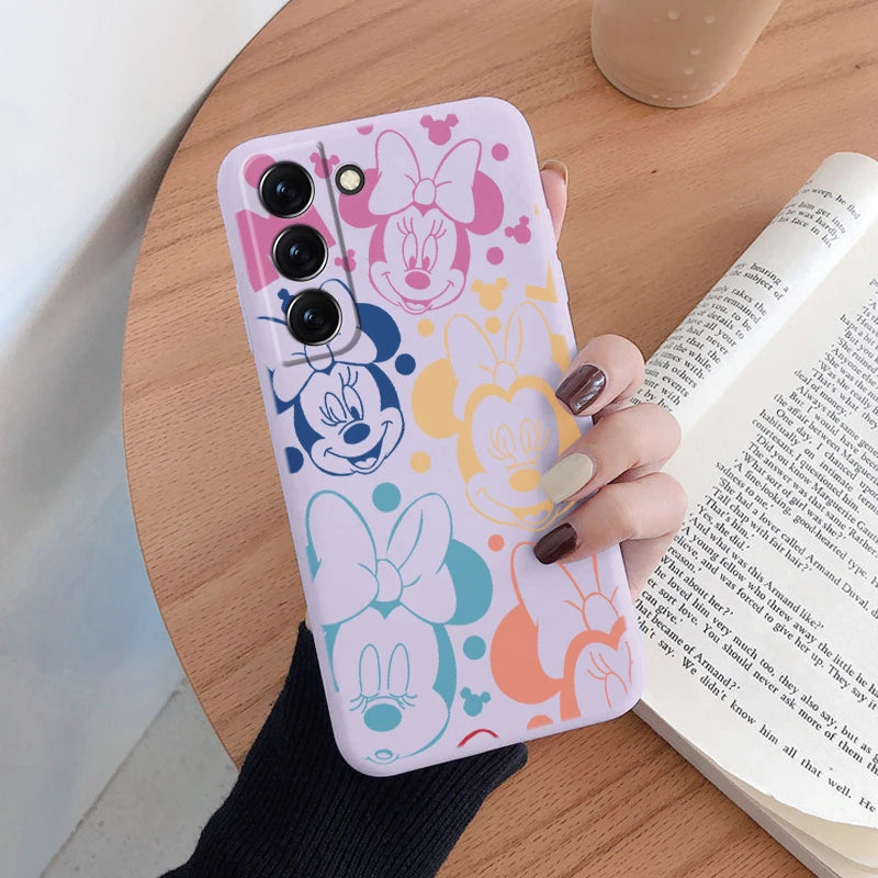 For Samsung S22 S 22 Plus Ultra Phone Case Cute Pink Mickey Minnie Soft TPU Protection Shockproof Cover For Samsung Galaxy S22