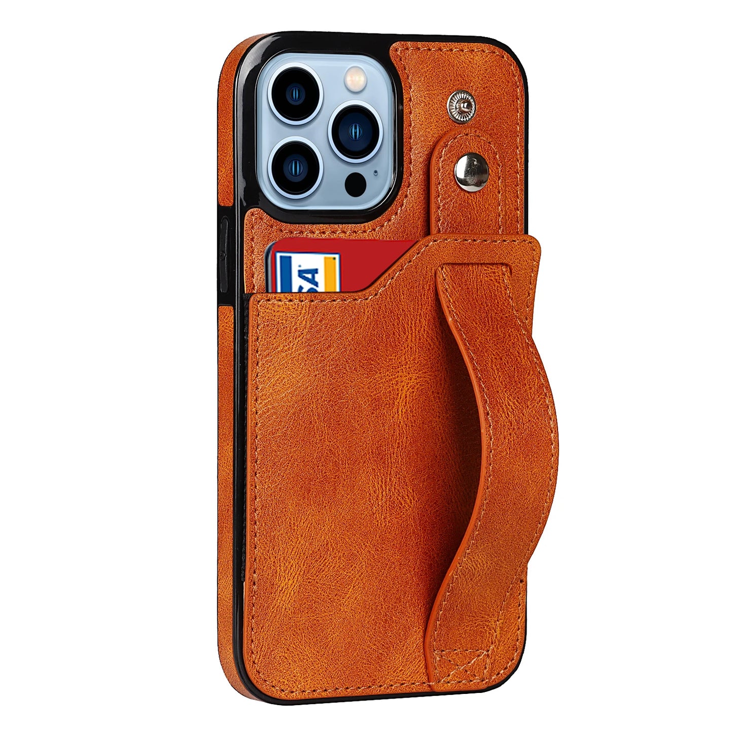 Luxury Wrist Strap Wallet Cards Leather Case For iPhone 15 14 13 12 Kickstand Cover RFID