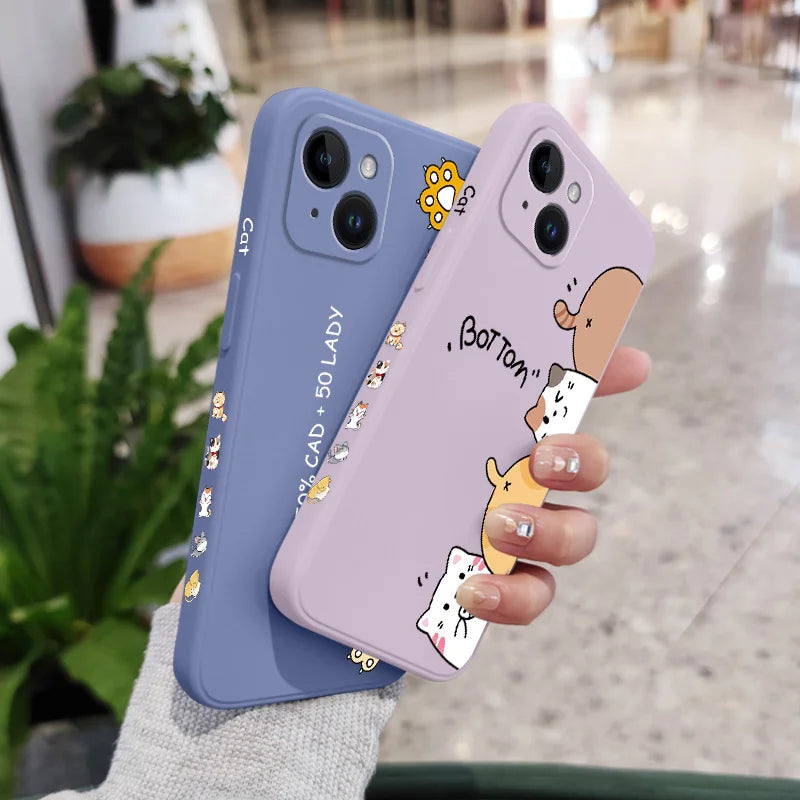 Cat Litter Phone Case For iPhone 15 14 13 12 Plus Pro Max Mini Liquid Silicone Cover