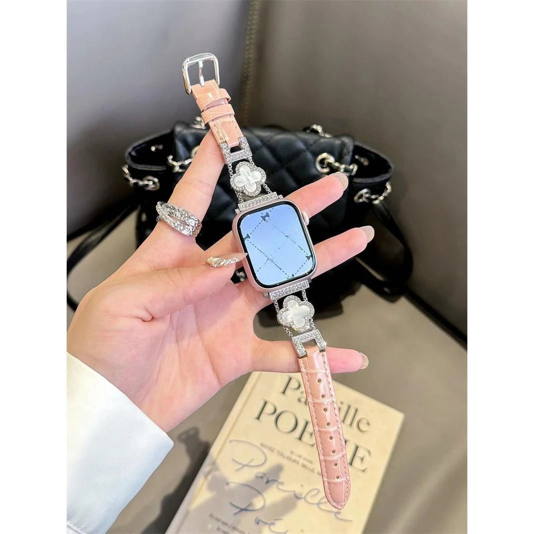 Clover fine diamond versatile pattern compatible with iWatch Apple strap 38mm 40mm 41mm 42mm 44mm 45mm 49mm