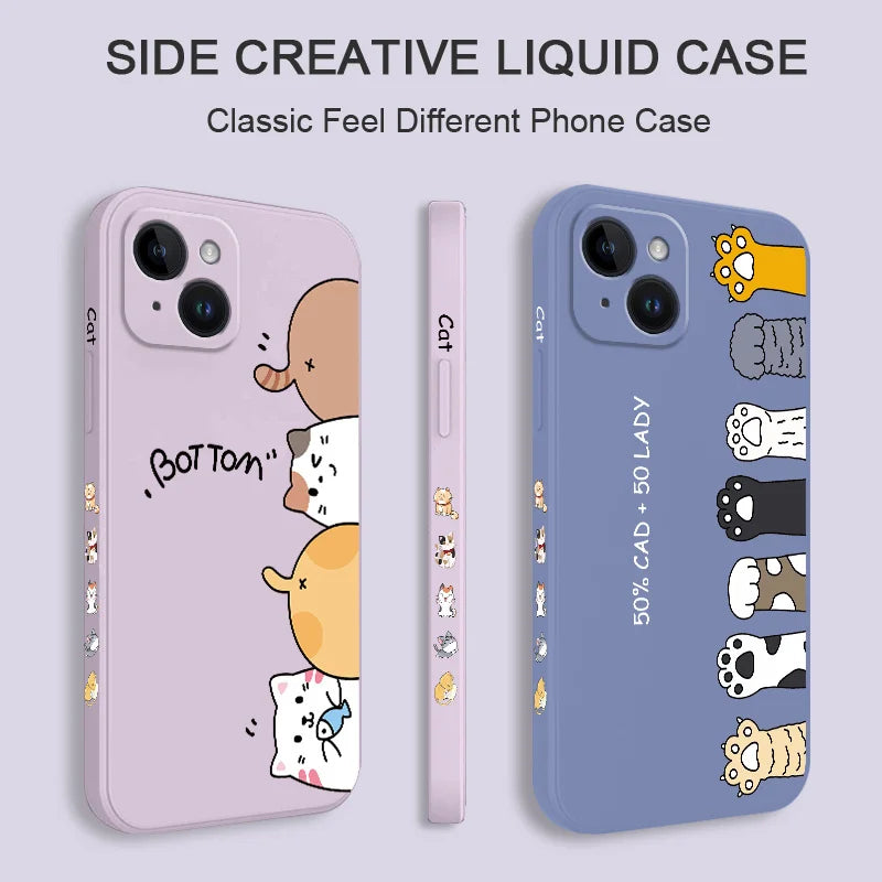 Cat Litter Phone Case For iPhone 15 14 13 12 Plus Pro Max Mini Liquid Silicone Cover