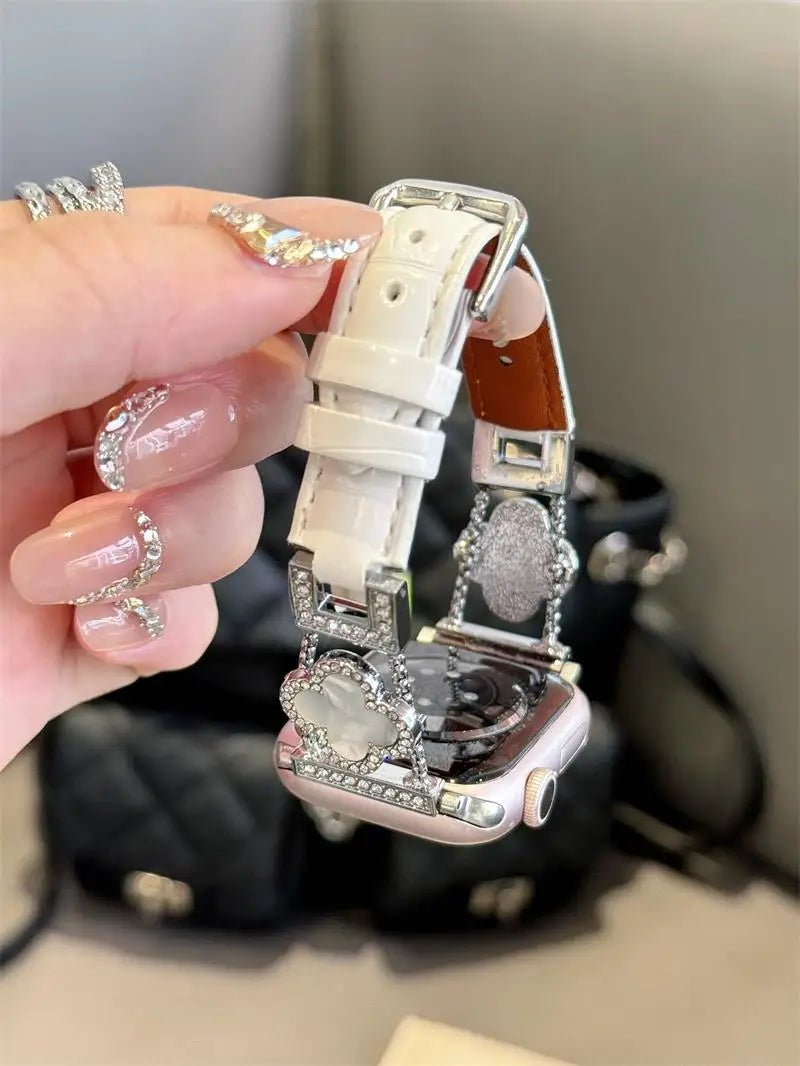 Clover fine diamond versatile pattern compatible with iWatch Apple strap 38mm 40mm 41mm 42mm 44mm 45mm 49mm