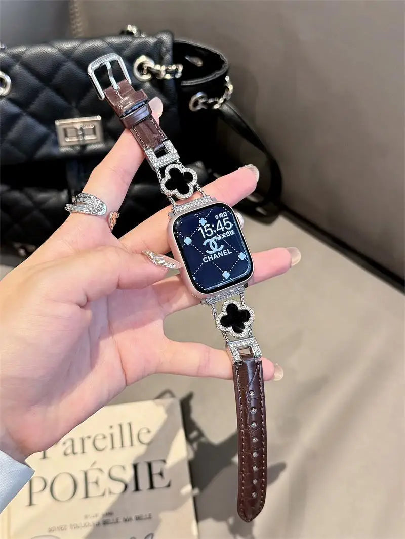 Clover fine diamond versatile pattern compatible with iWatch Apple strap 38mm 40mm 41mm 42mm 44mm 45mm 49mm