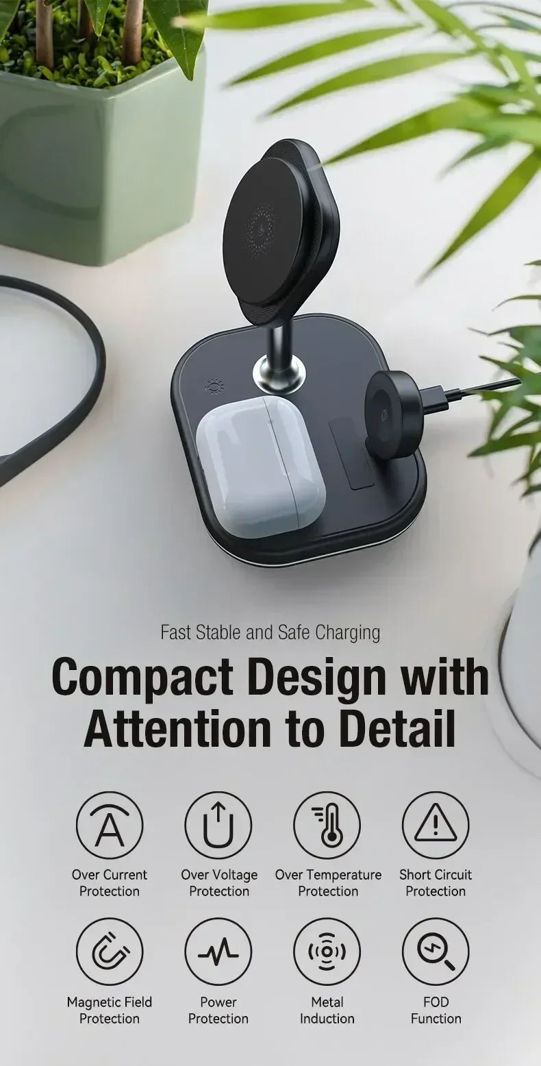 Magnetic 3 in 1 Wireless Charger Stand