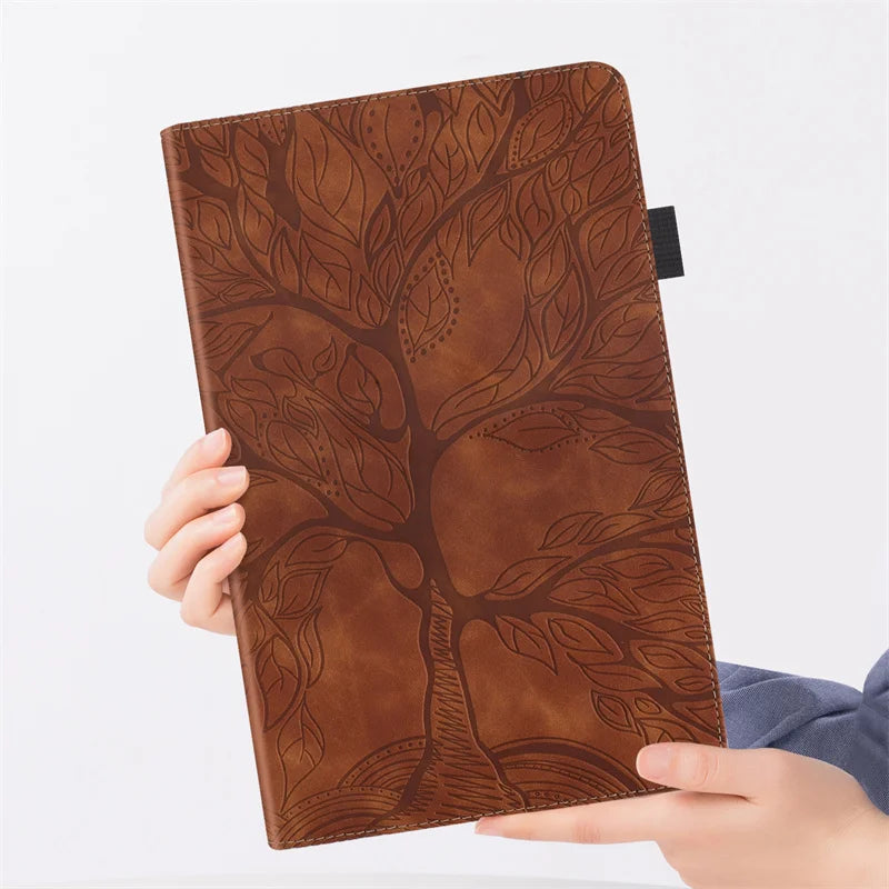 For Samsung Galaxy Tab S10 FE Plus Case 13.1 inch Emboss Tree PU Leather Flip Cover for Coque Galaxy Tab S10 FE Plus Case Funda