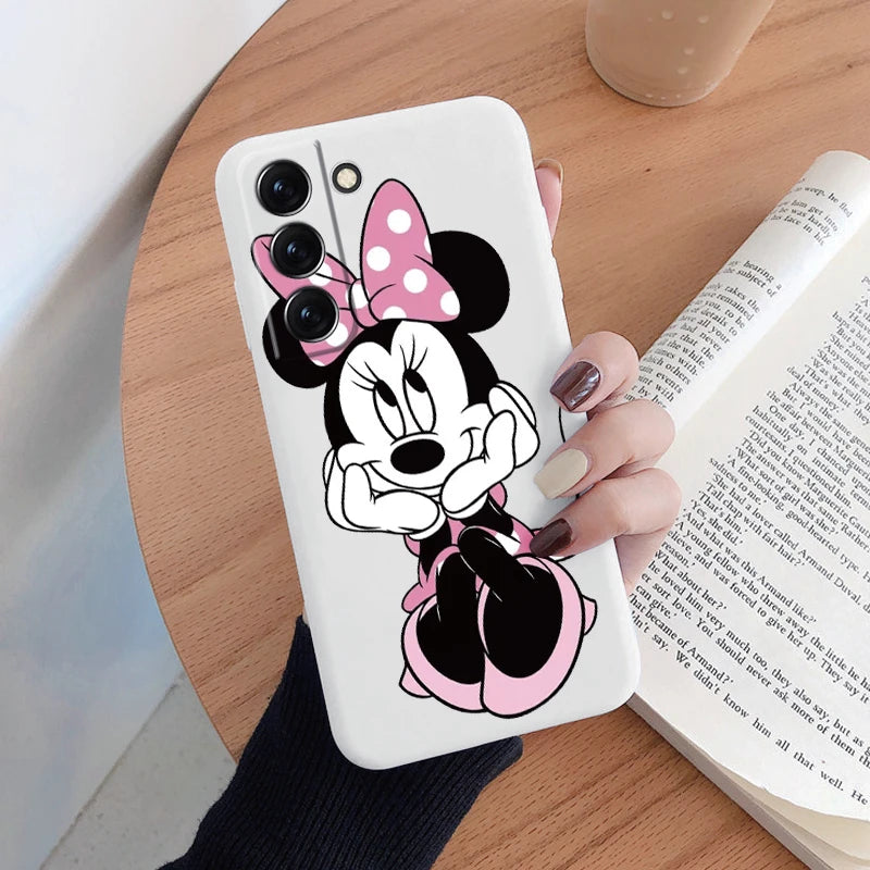 For Samsung S22 S 22 Plus Ultra Phone Case Cute Pink Mickey Minnie Soft TPU Protection Shockproof Cover For Samsung Galaxy S22