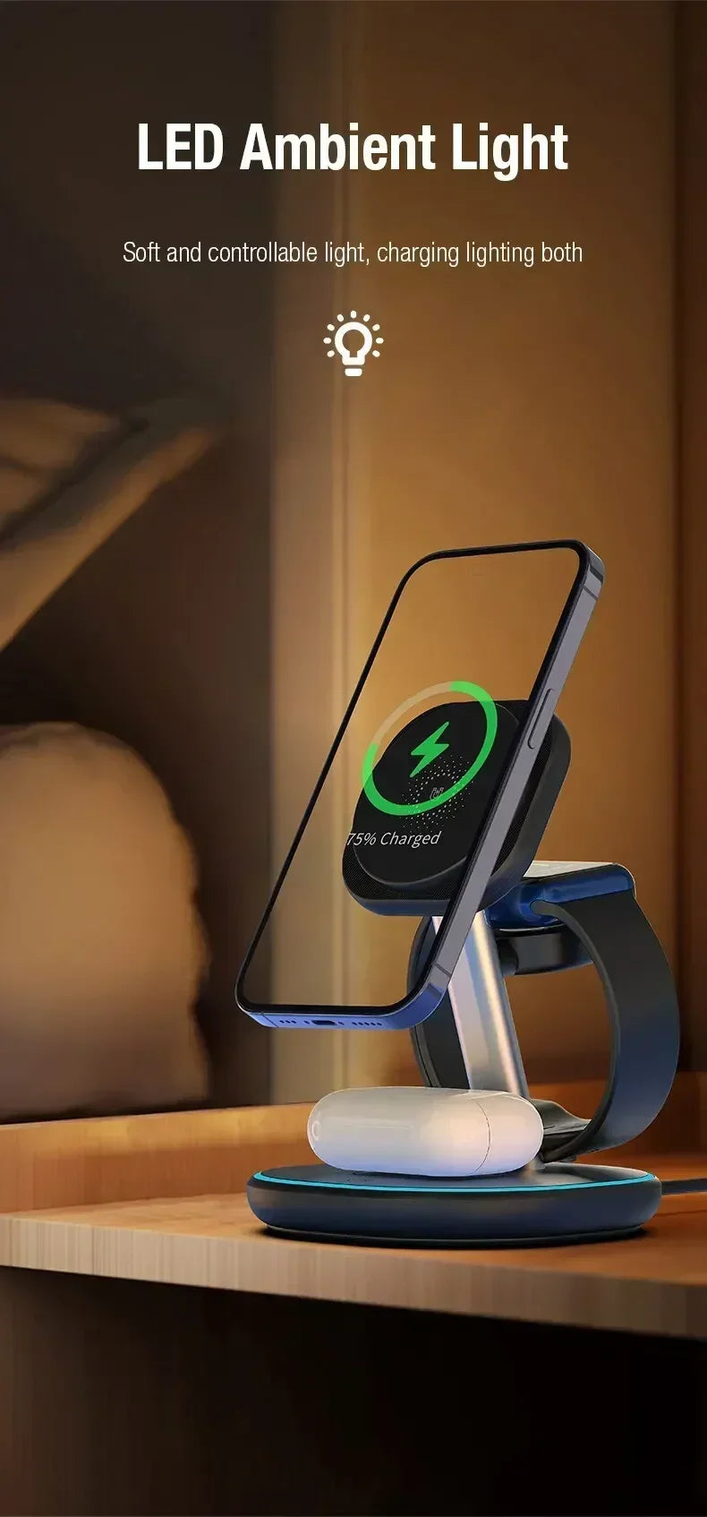 Magnetic 3 in 1 Wireless Charger Stand