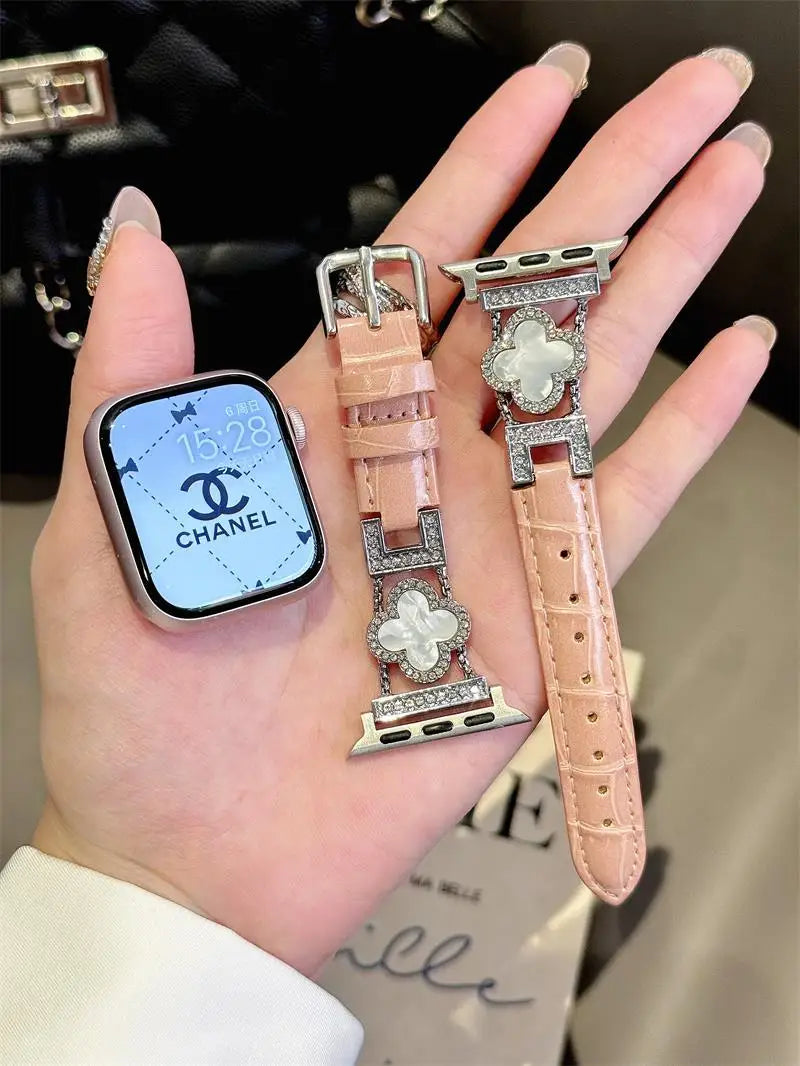 Clover fine diamond versatile pattern compatible with iWatch Apple strap 38mm 40mm 41mm 42mm 44mm 45mm 49mm