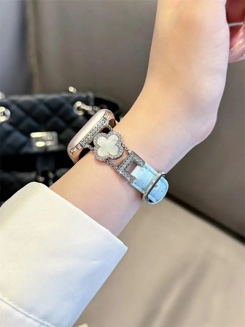 Clover fine diamond versatile pattern compatible with iWatch Apple strap 38mm 40mm 41mm 42mm 44mm 45mm 49mm