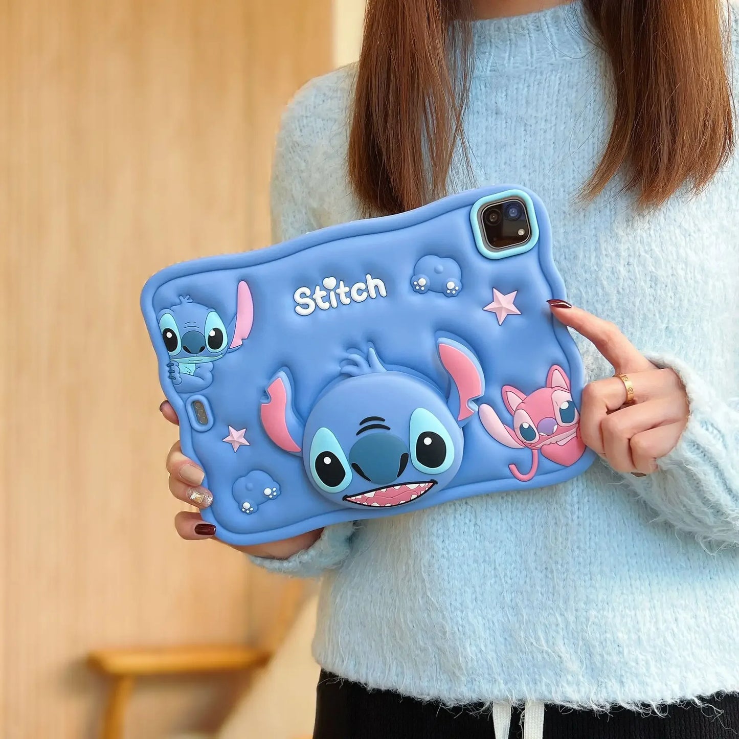 Stitch Tablet Stand Case for iPad Air 1 2 3 4 5 6 10.9 10th 10.2 7 8 9 2024 Pro 11 2021 9.7 2018 2017 Mini 6 Silicon Kids Cover