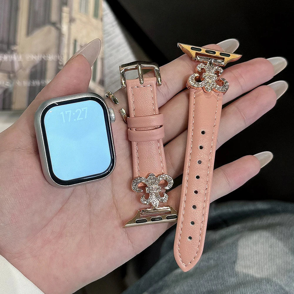 Diamond Leather Band for Apple Watch