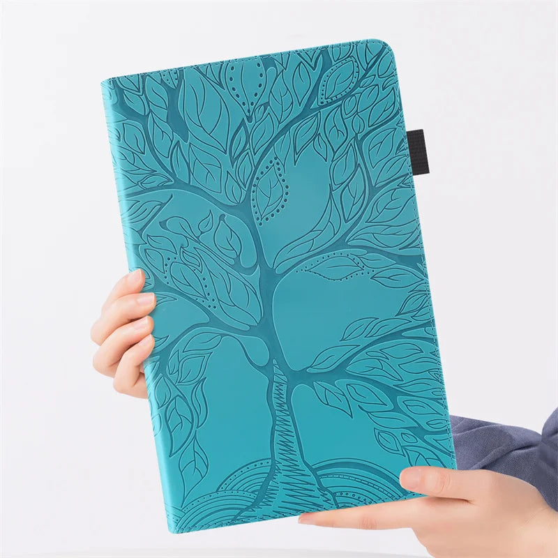 For Samsung Galaxy Tab S10 FE Plus Case 13.1 inch Emboss Tree PU Leather Flip Cover for Coque Galaxy Tab S10 FE Plus Case Funda
