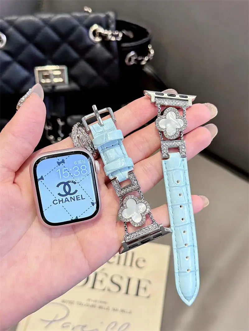 Clover fine diamond versatile pattern compatible with iWatch Apple strap 38mm 40mm 41mm 42mm 44mm 45mm 49mm