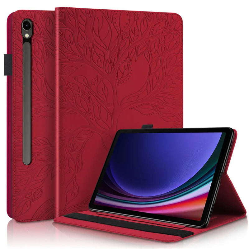 For Samsung Galaxy Tab S10 FE Plus Case 13.1 inch Emboss Tree PU Leather Flip Cover for Coque Galaxy Tab S10 FE Plus Case Funda
