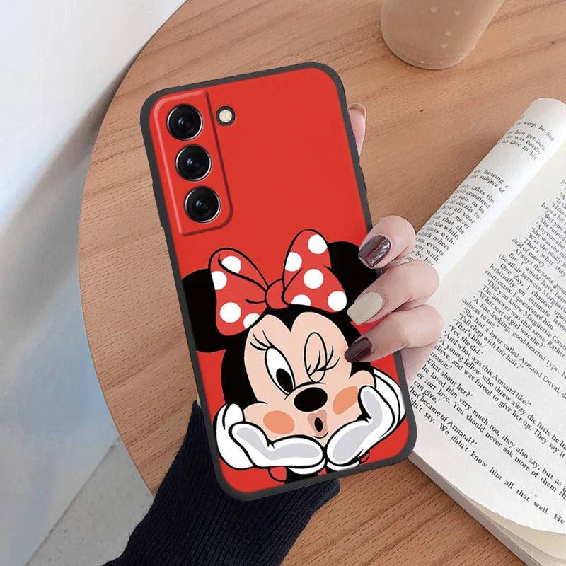 For Samsung S22 S 22 Plus Ultra Phone Case Cute Pink Mickey Minnie Soft TPU Protection Shockproof Cover For Samsung Galaxy S22
