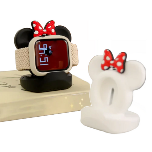 Cute Cartoon Bow Tie Bear Silicone Charger Stand For Apple Watch Serie 8 SE 7 6 5 For Iwatch Charging Desktop Holder Accessories