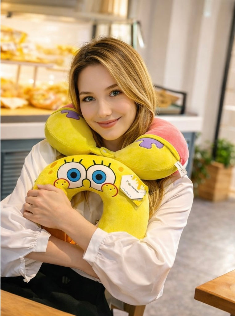 Cute SpongeBob Neck Pillow – Fun Travel Comfort