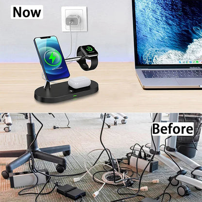 3 in 1 Wireless Charger Stand Magnetic For iPhone 12 13 14 15 Fast Charging Station for Apple Watch 9 8 7 6 5 Airpods 2 3 Pro