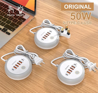 50W Fast Charger – Multi-Port USB & USB-C Power Adapter