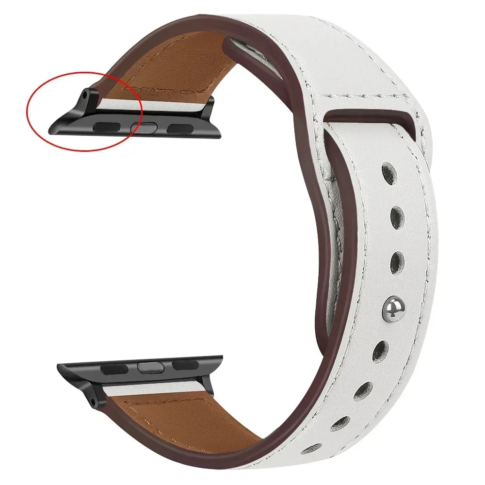 Genuine Leather Apple Watch Band – Premium Strap for Series 3–9, Ultra & SE