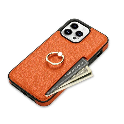 Card Solt Litchi Leather Wallet Case For iPhone