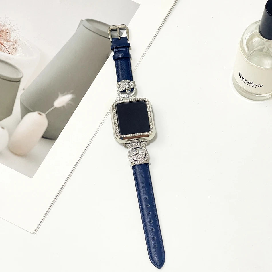 Diamond Leather Strap For Apple Watch