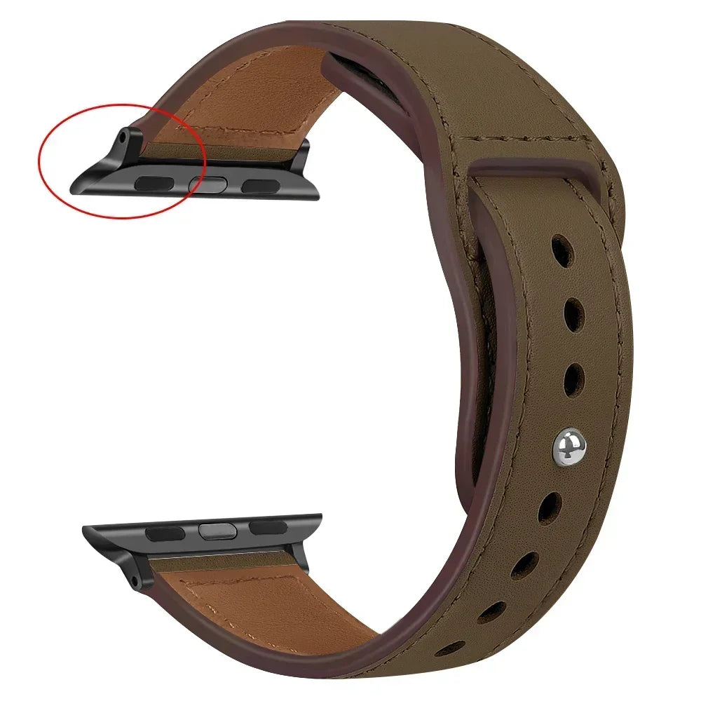 Genuine Leather Apple Watch Band – Premium Strap for Series 3–9, Ultra & SE