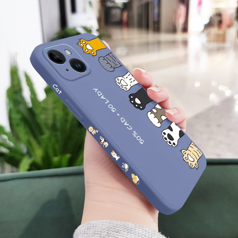 Cartoon Cat iPhone Case – Soft Silicone Cover