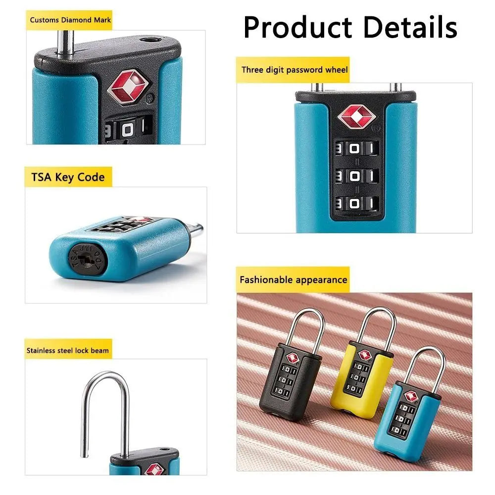 TSA Approved Travel Luggage Lock with 3-Digit Password – Secure Suitcase Lock for Travel Bags