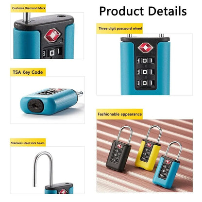 TSA Approved Travel Luggage Lock with 3-Digit Password – Secure Suitcase Lock for Travel Bags