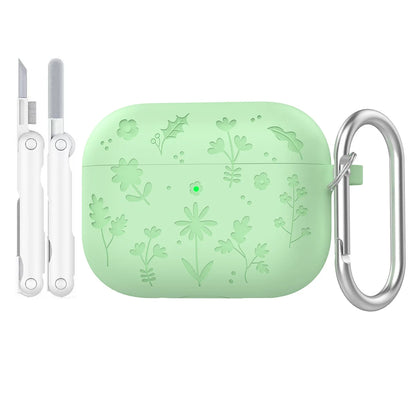Floral Engraved Silicone Case for AirPods Pro 3 – Shockproof Protective Cover