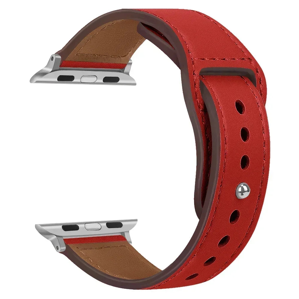 Genuine Leather Apple Watch Band – Premium Strap for Series 3–9, Ultra & SE