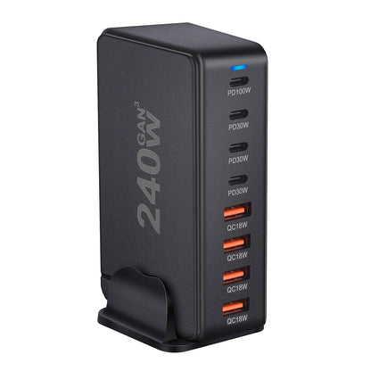 240W GaN Desktop Charger – 8 USB-C Ports with PD Fast Charging | US / EU / UK / AU Plug