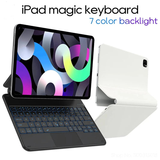 HOU Magic Keyboard For iPad Pro 12.9 11 10.9 With 7 Backlit Magic Trackpad Keyboards Apple iPad Case for Air 4 5 iPad Keyboard