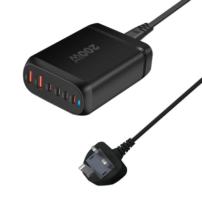 200W GaN Desktop charger 6-port USB Type C PD Charger Fast Charge 3.0 Fast Charger Mobile USB charger