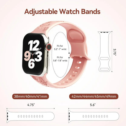 Floral Engraved Strap For Apple Watch Band