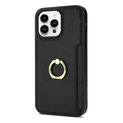 Card Solt Litchi Leather Wallet Case For iPhone