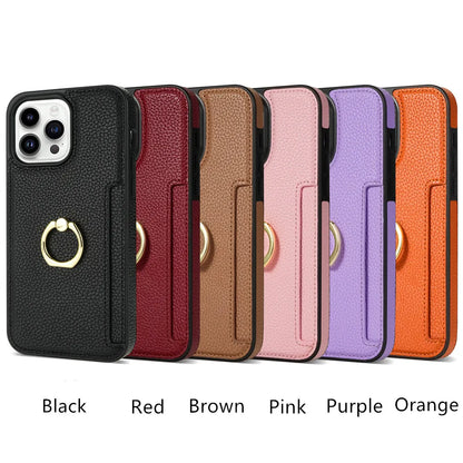 Card Solt Litchi Leather Wallet Case For iPhone
