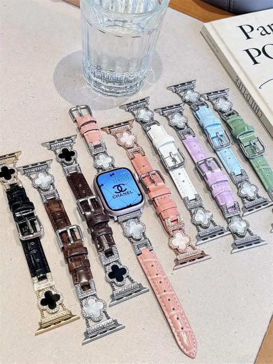 Clover fine diamond versatile pattern compatible with iWatch Apple strap 38mm 40mm 41mm 42mm 44mm 45mm 49mm