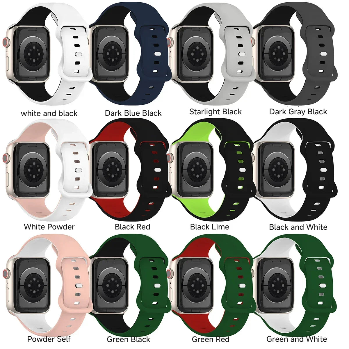 Two-Tone Sports Silicone Strap For Apple Watch
